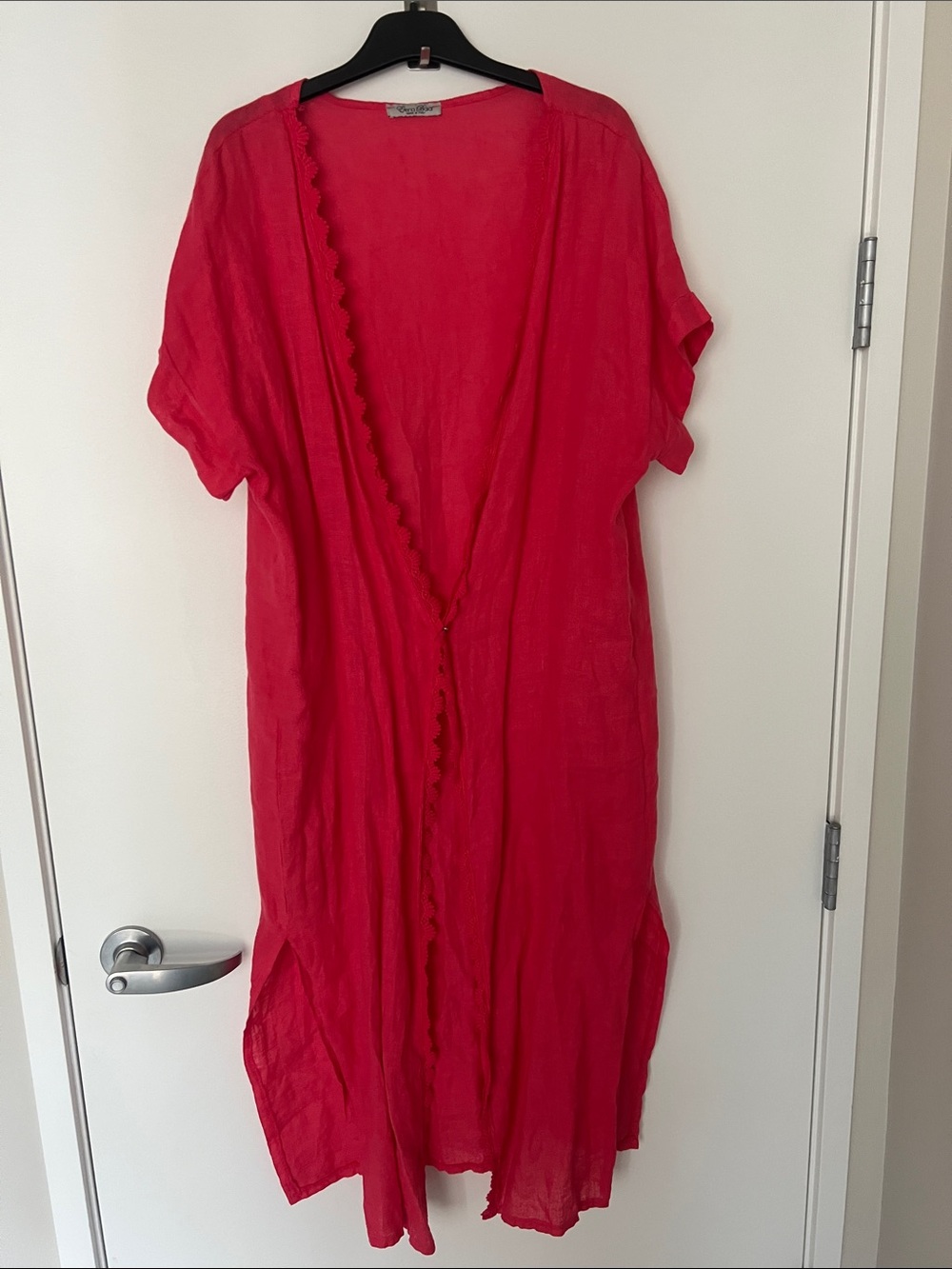 Bright Red Open-Front Maxi Dress